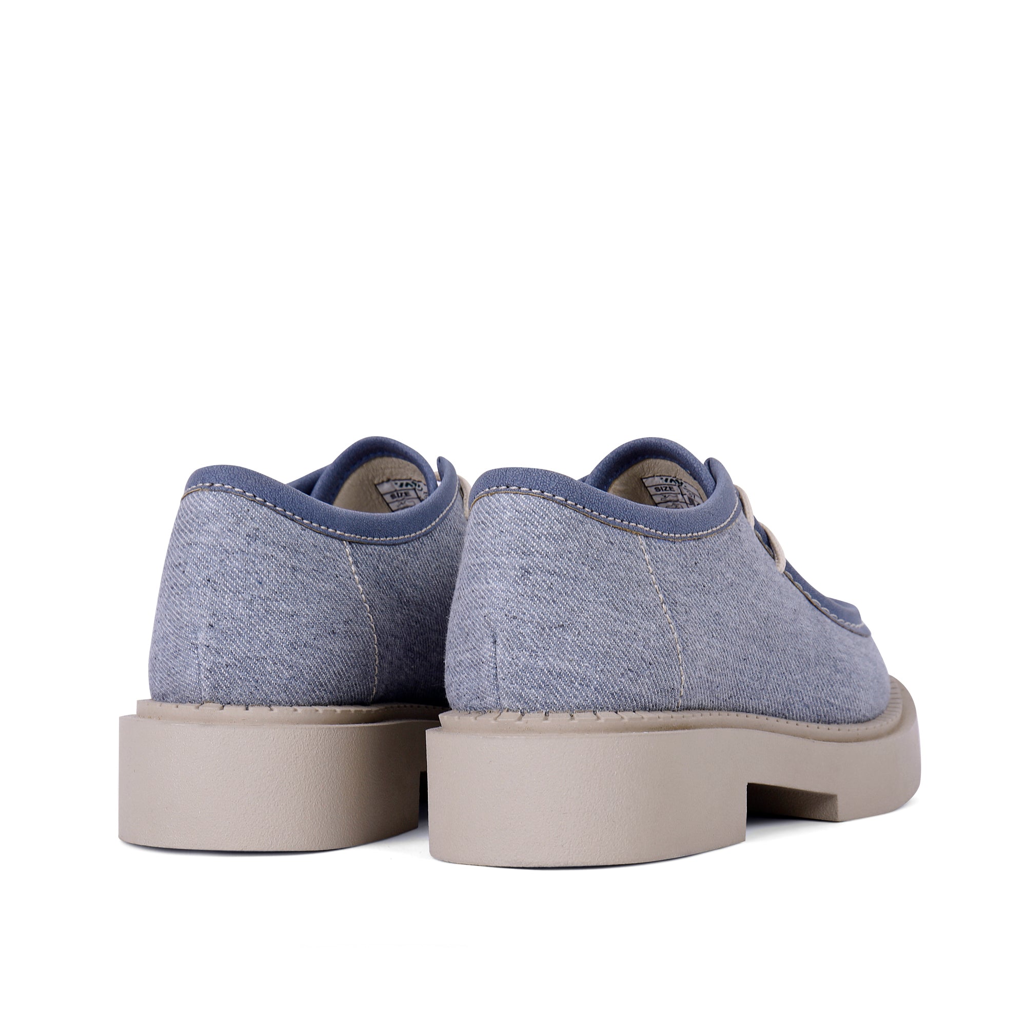 Patterned Lace-Up Platform Loafers - Baby Blue