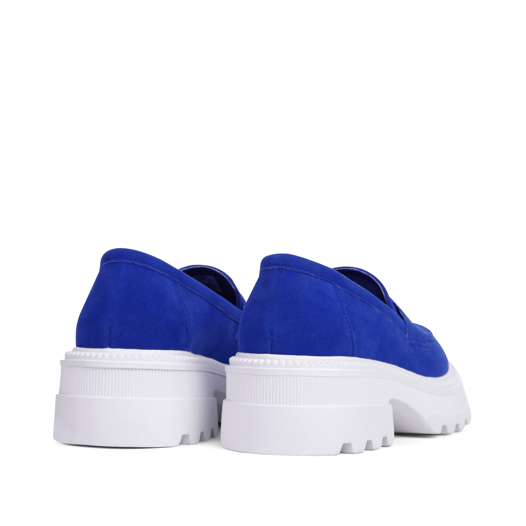 Slip-On Suede Platform Loafers - Blue