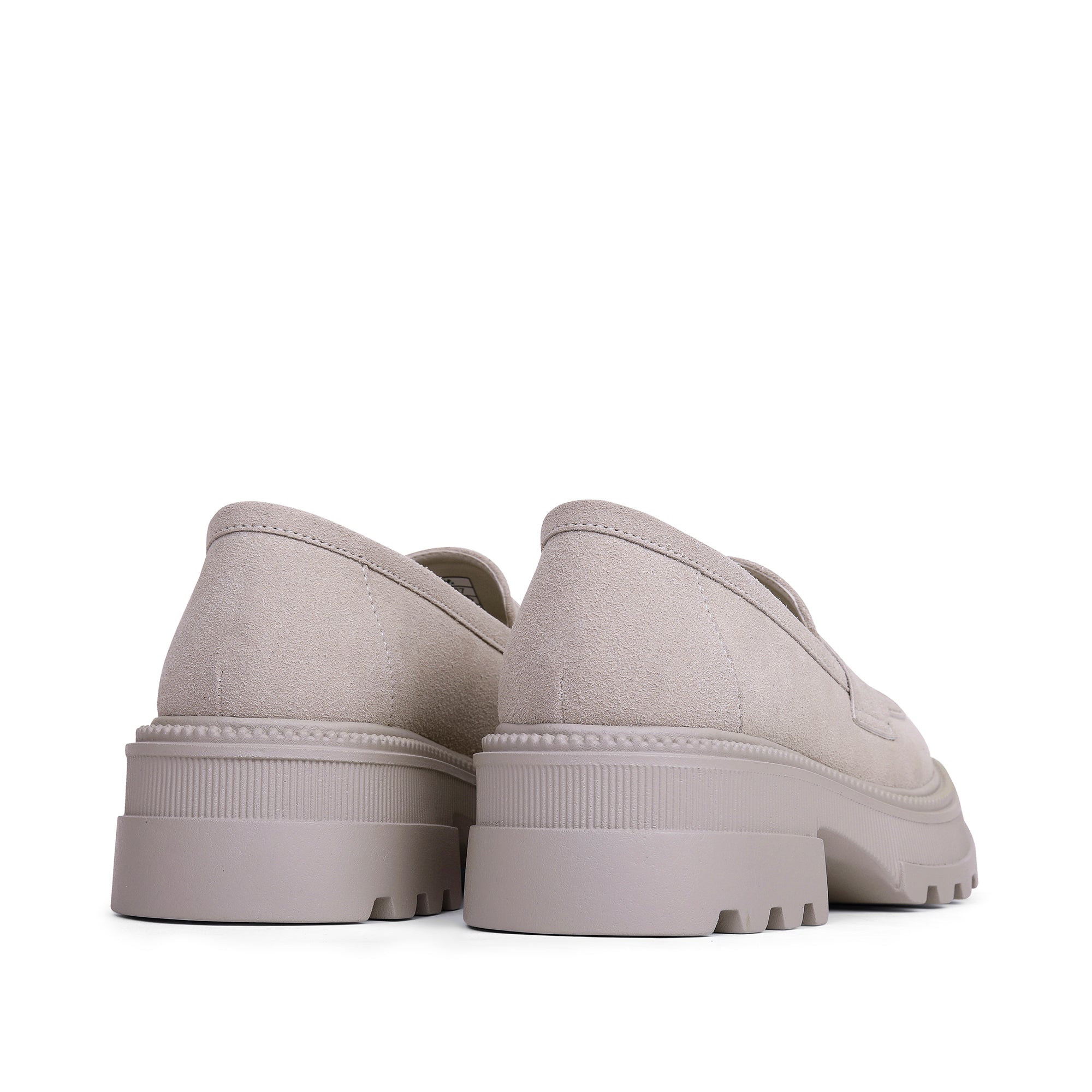 Slip-On Suede Platform Loafers - Beige