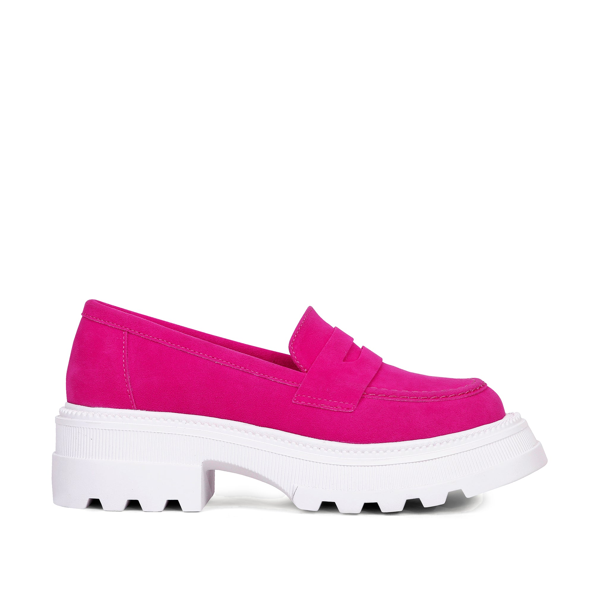 Slip-On Suede Platform Loafers - Pink