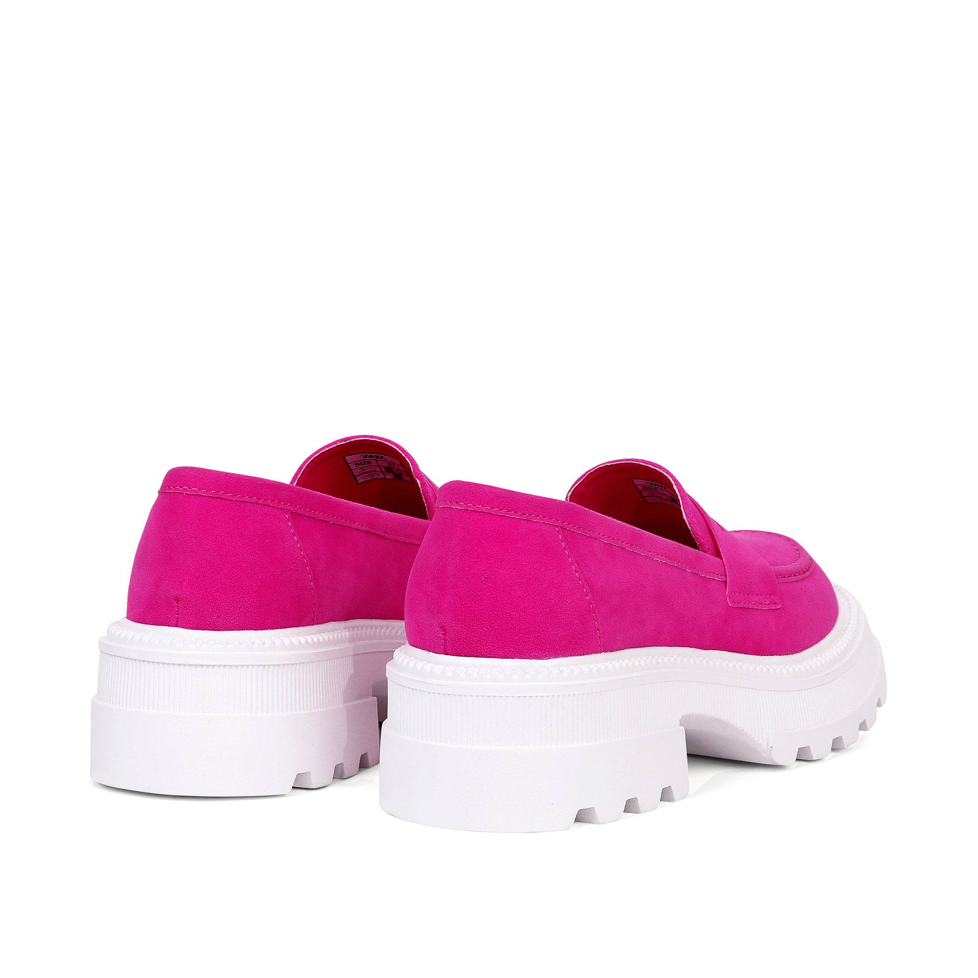 Slip-On Suede Platform Loafers - Pink