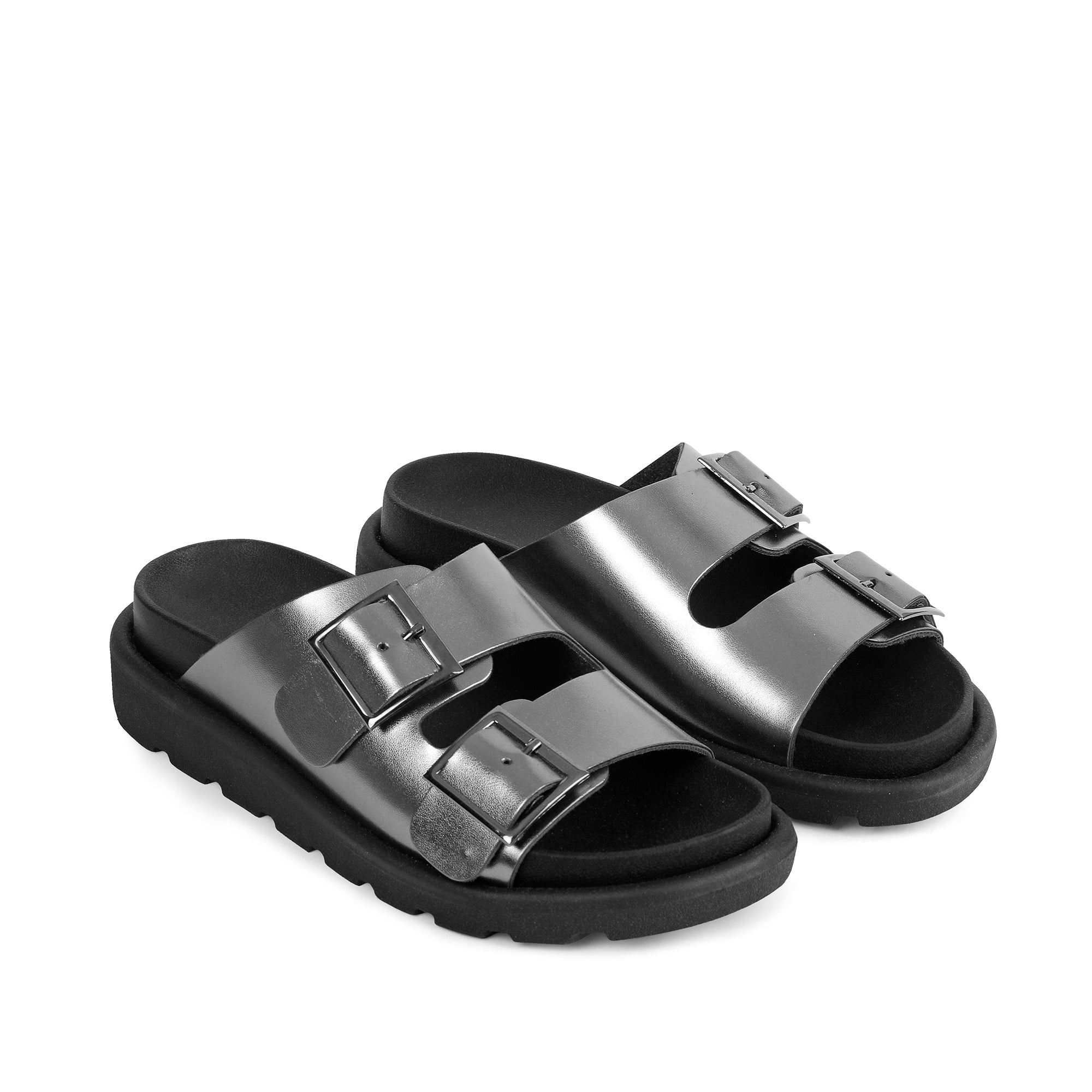 Double Buckle Comfy Slides - Famih