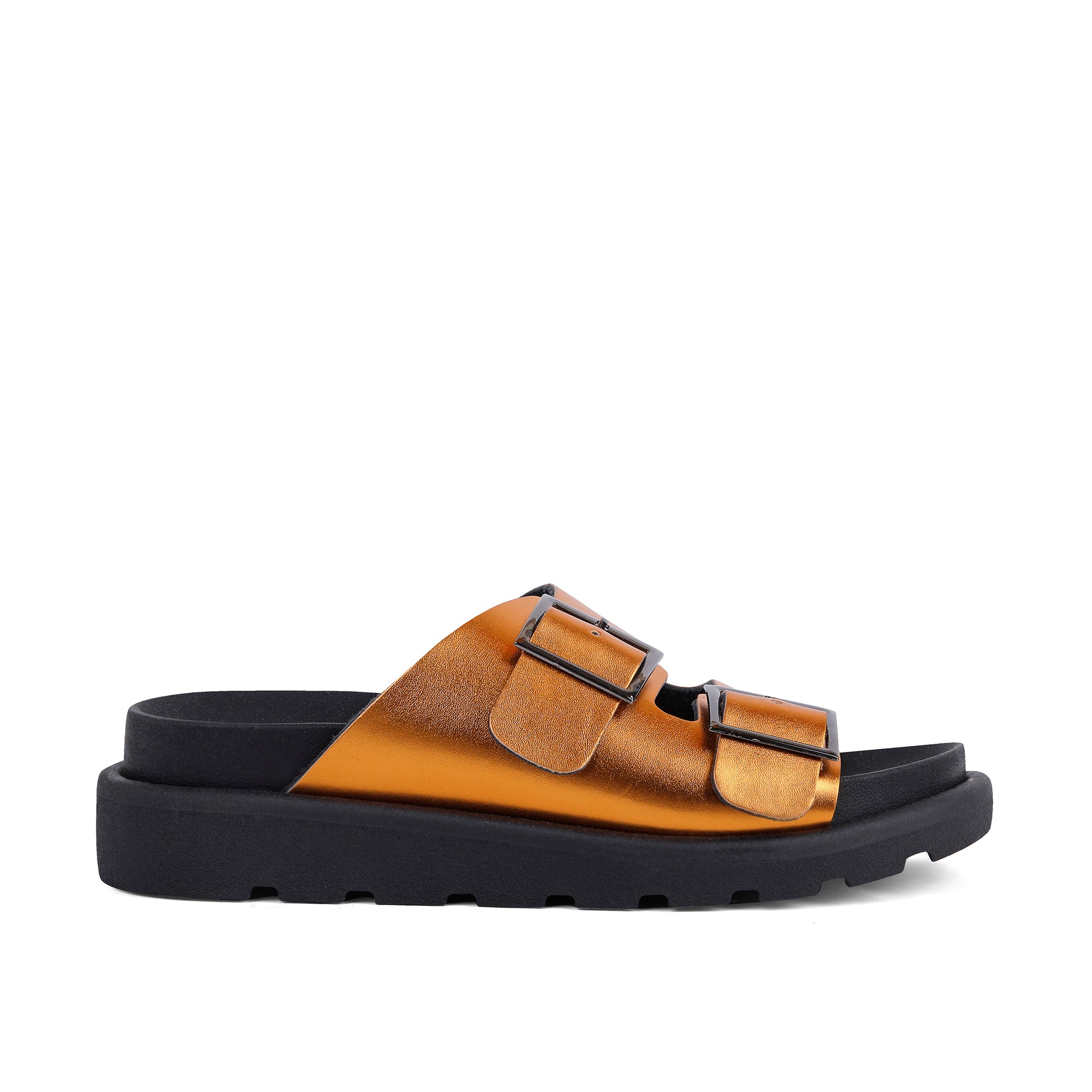 Double Buckle Comfy Slides - Orange