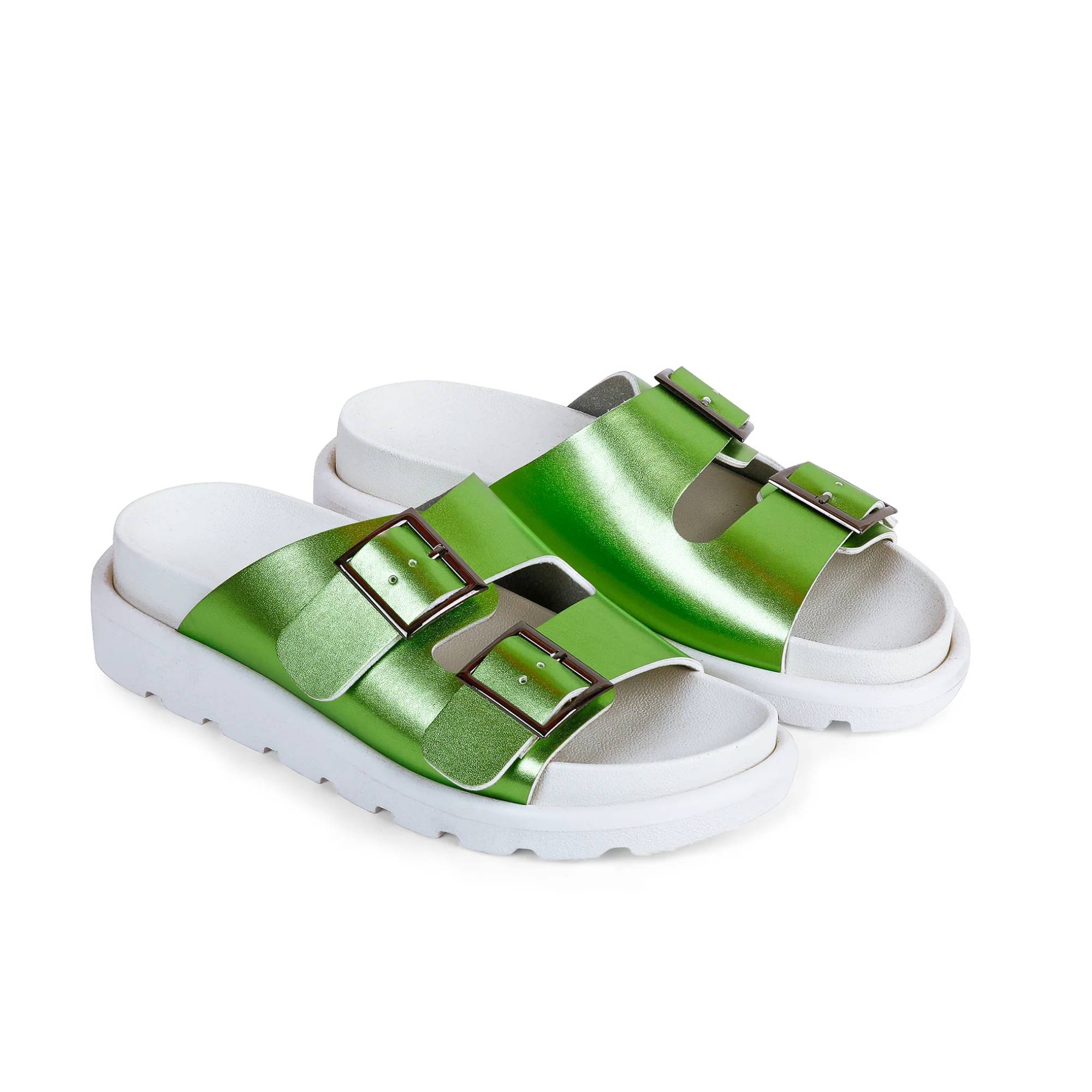 Double Buckle Comfy Slides - Kiwi