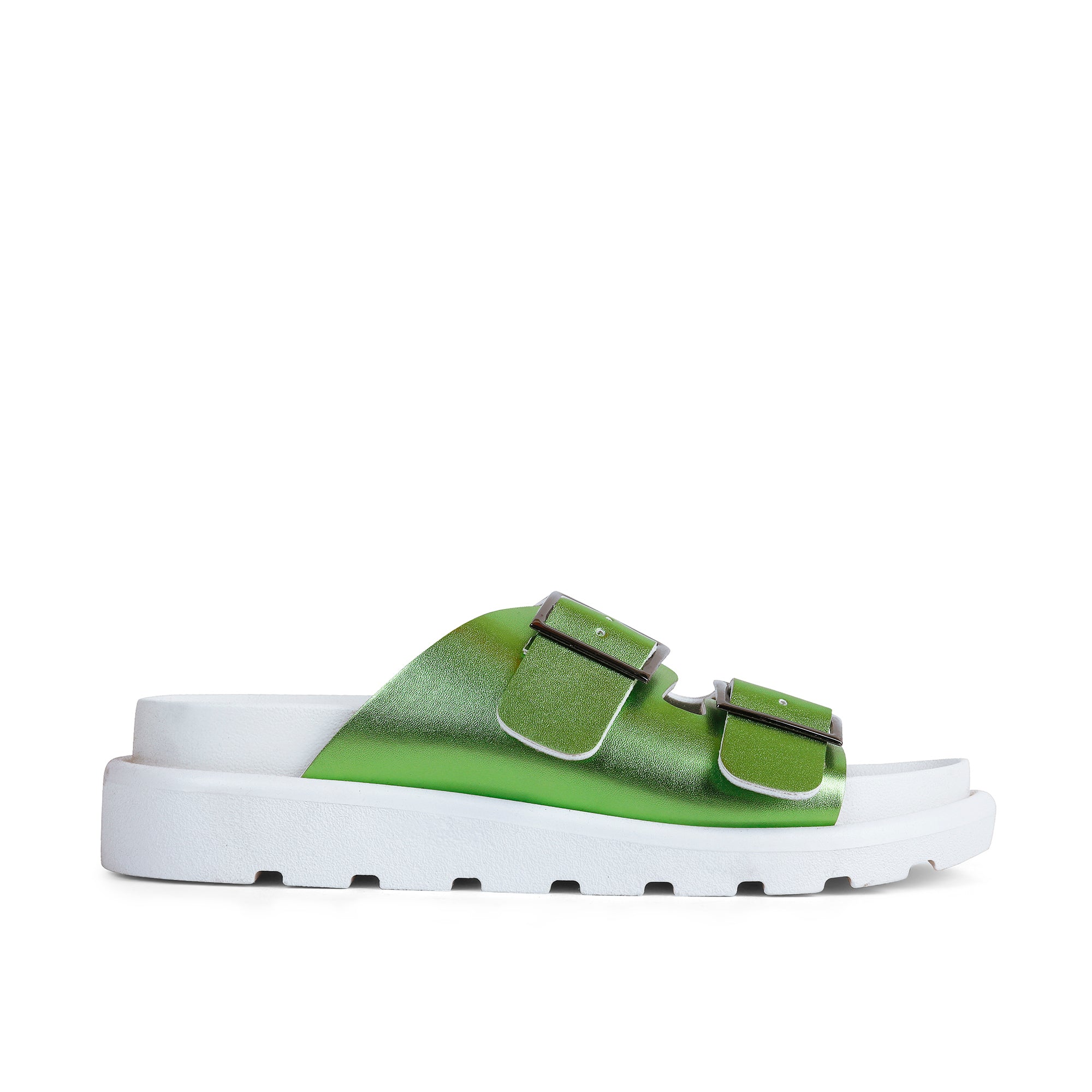 Double Buckle Comfy Slides - Kiwi