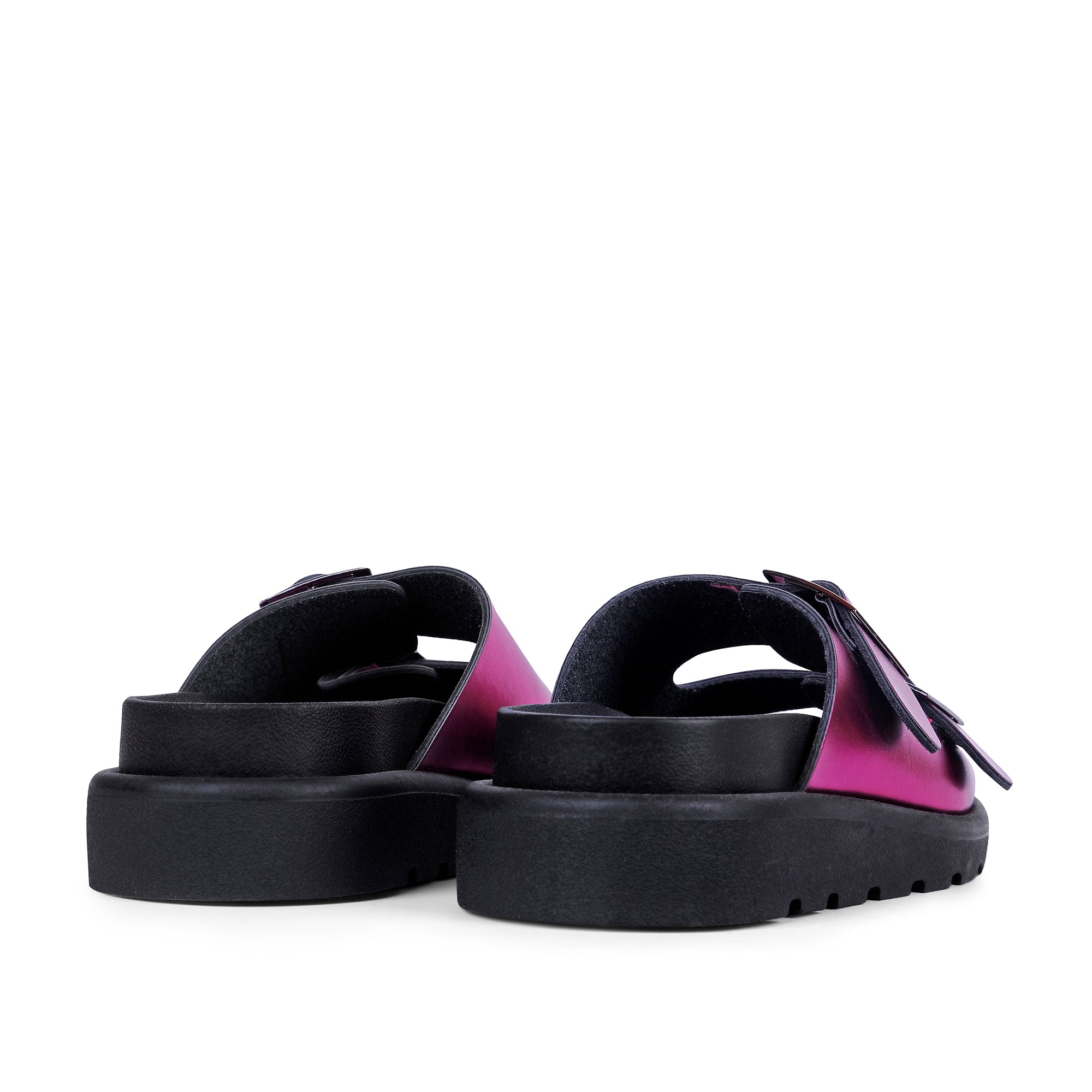 Double Buckle Comfy Slides - Fushia