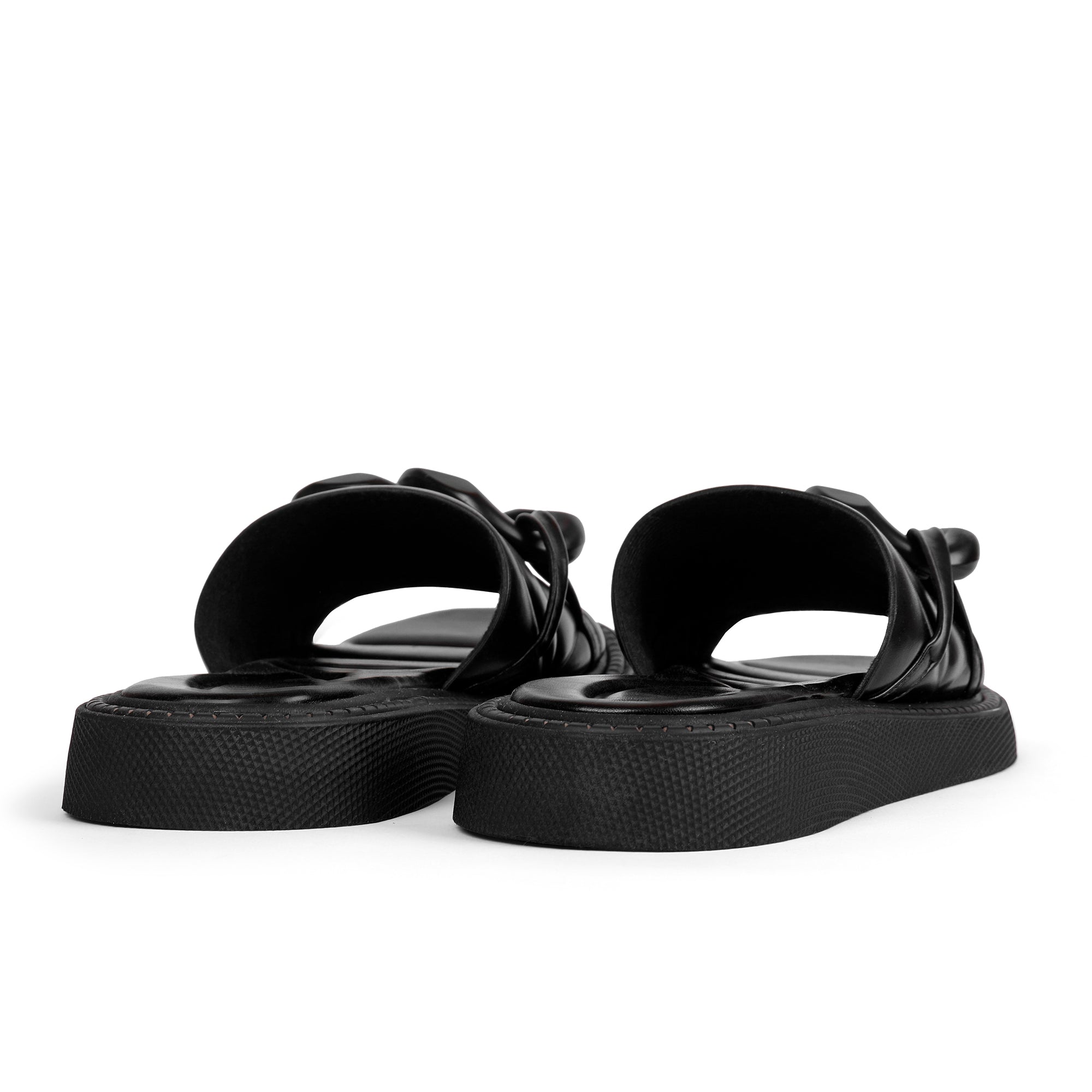 Padded Chain Slippers - Black