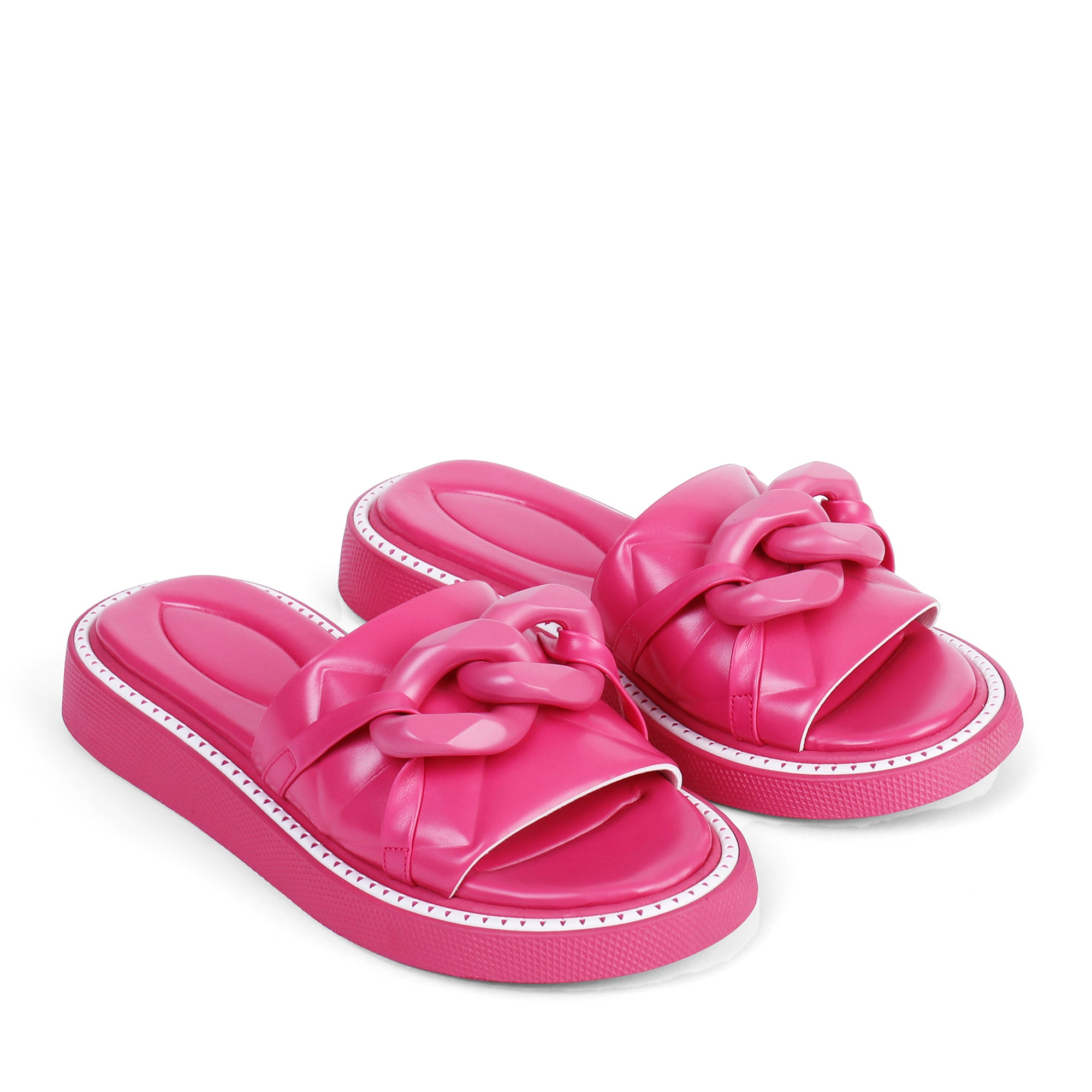 Padded Chain Slippers - Fushia