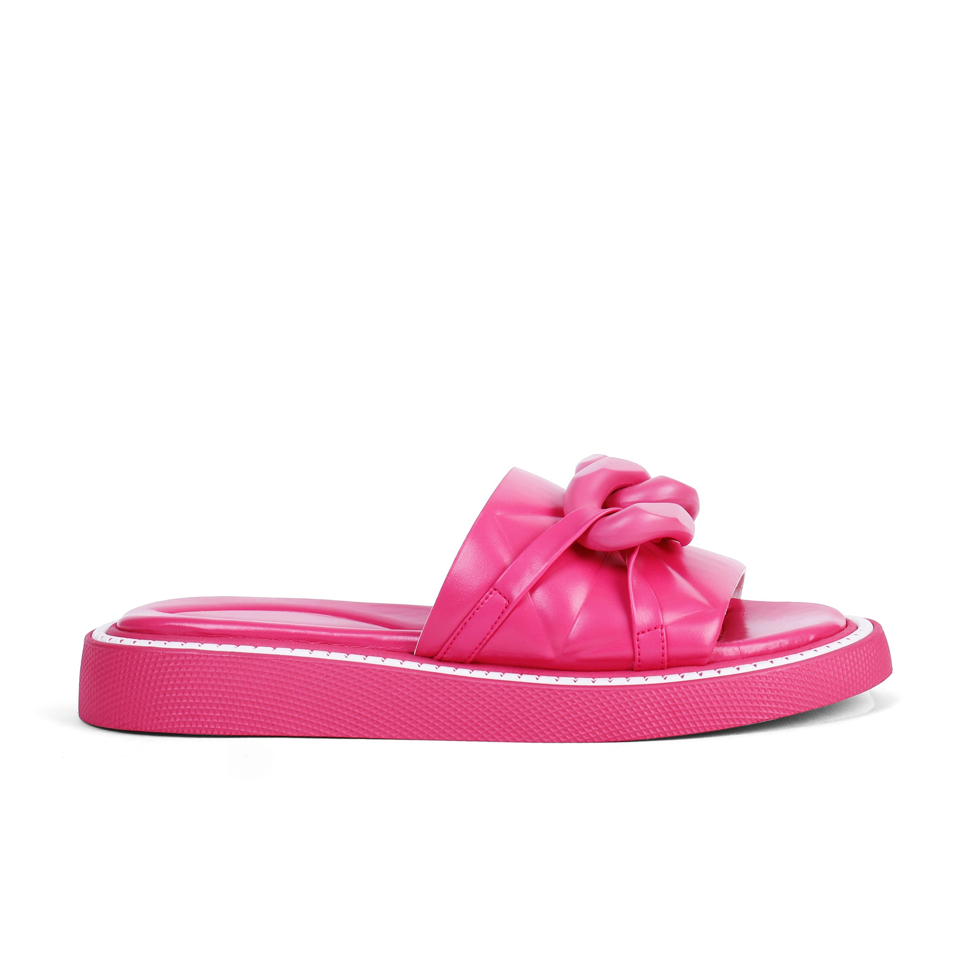 Padded Chain Slippers - Fushia