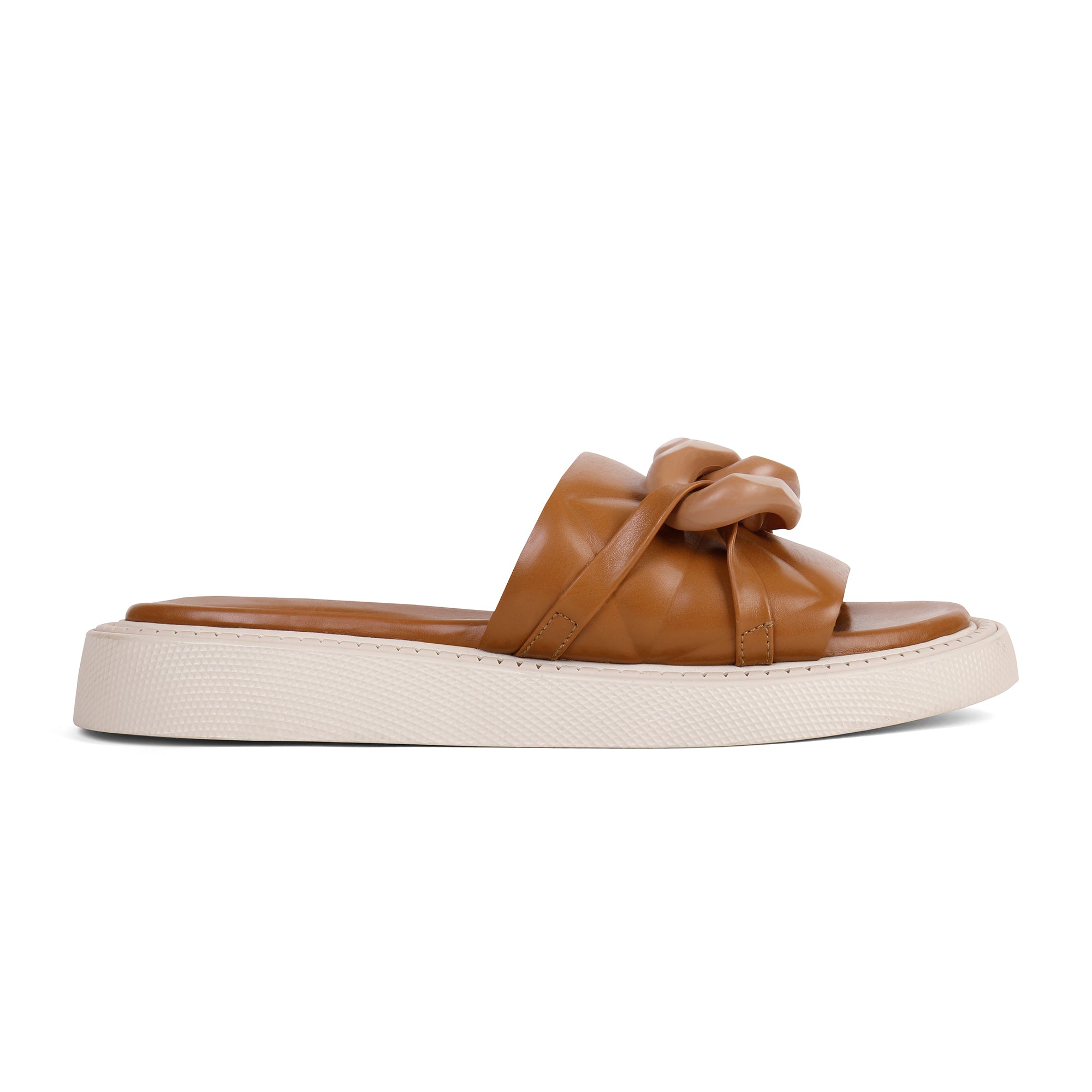 Padded Chain Slippers - Camel