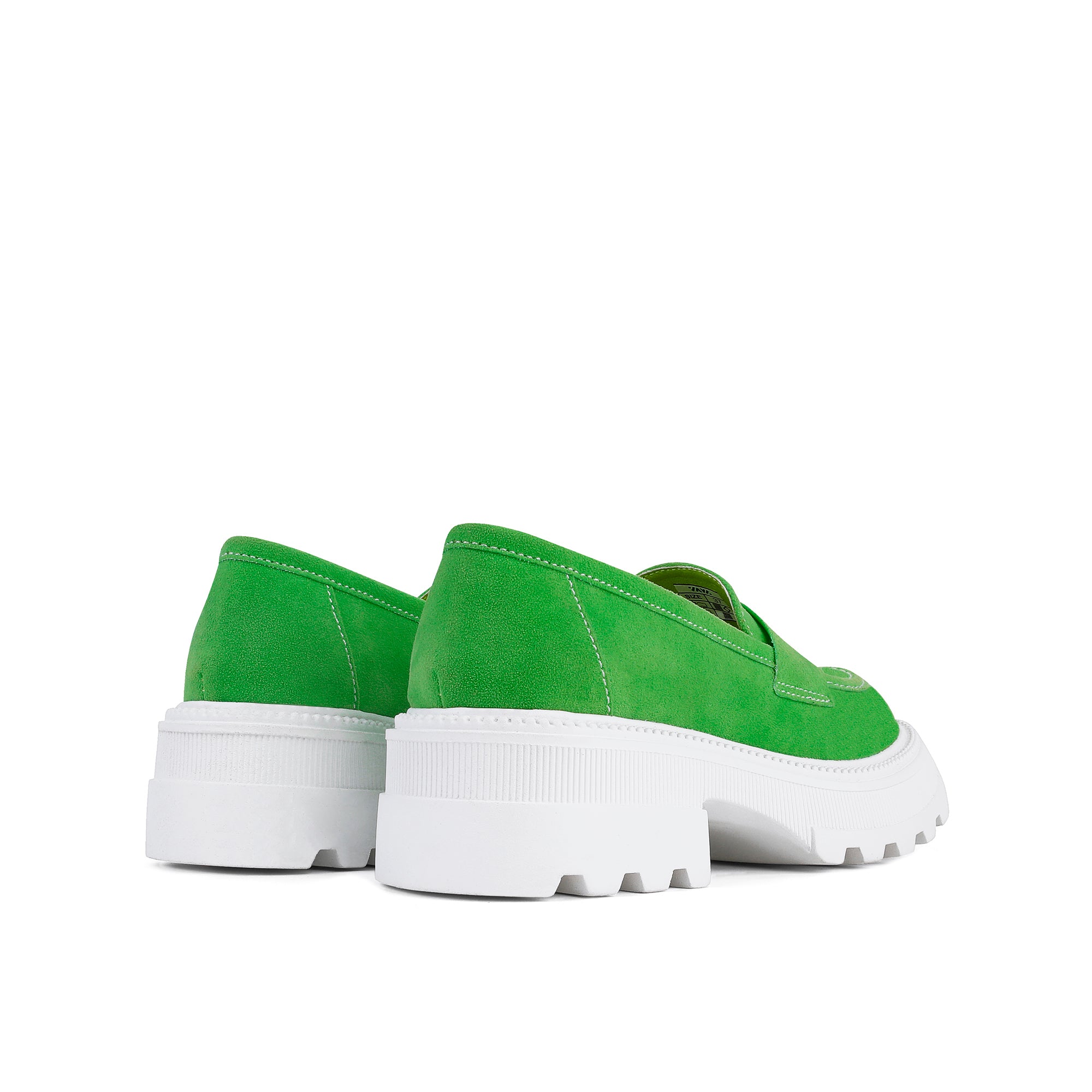 Slip-On Suede Platform Loafers - Green