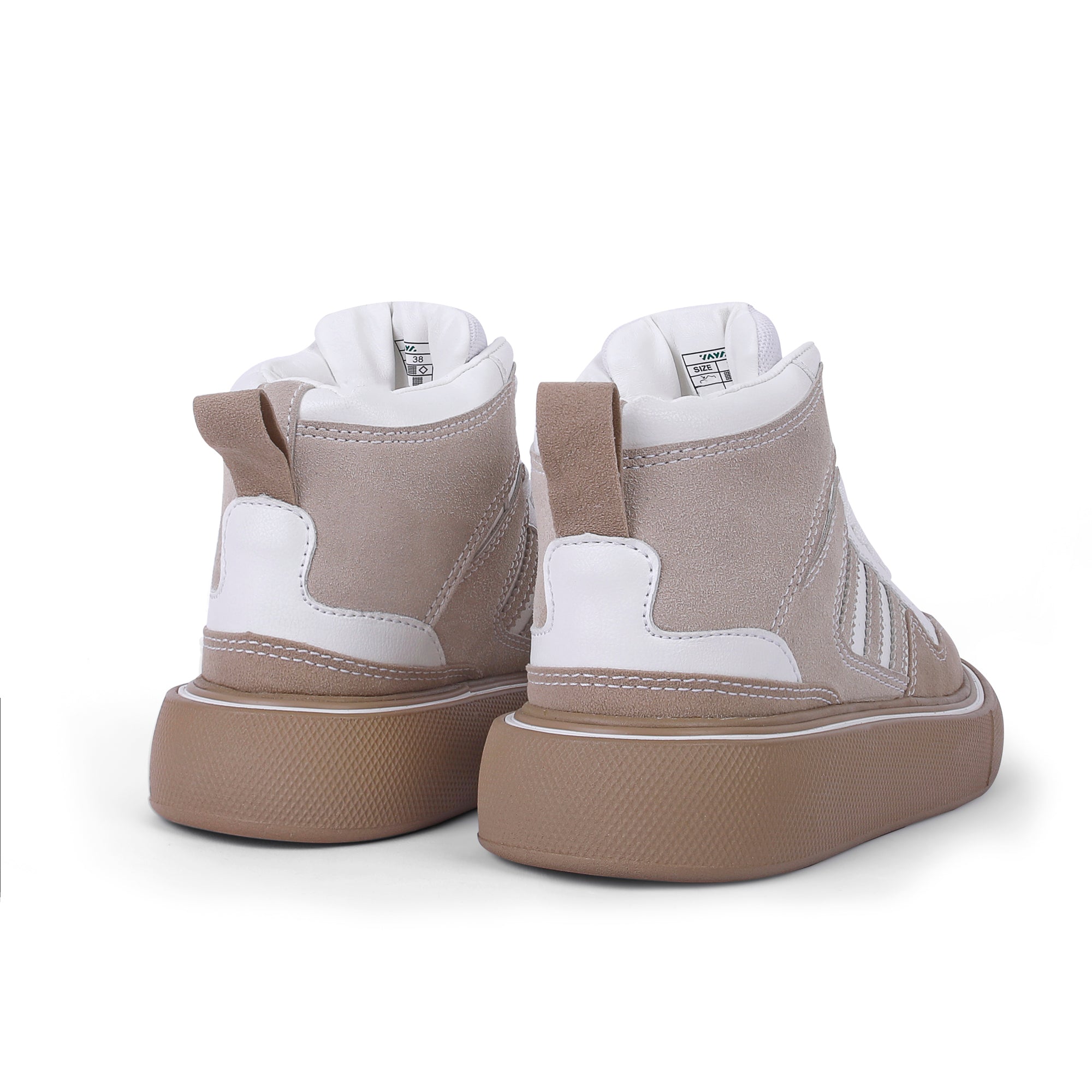 High-Top Cushioned Sneakers - Beige