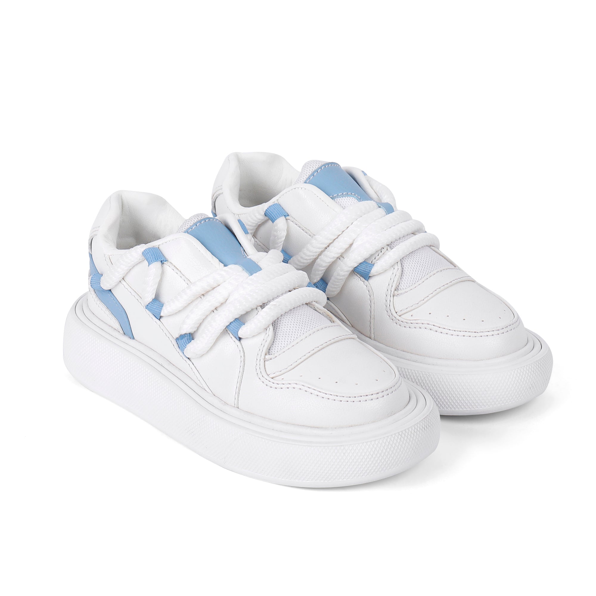 Chunky Rope Lace Sneakers - Baby Blue