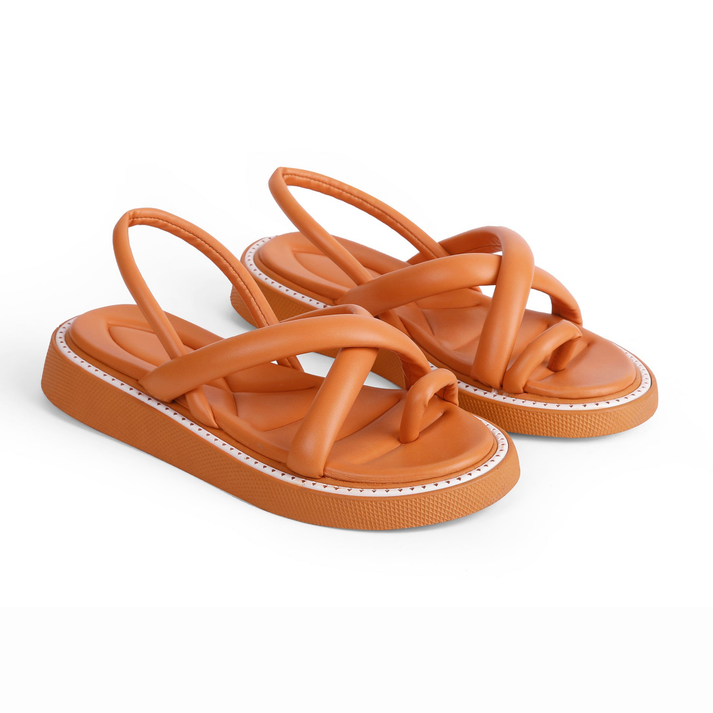 Padded Strappy Sandals - Orange